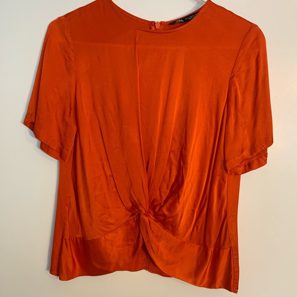 Zara orange silky top